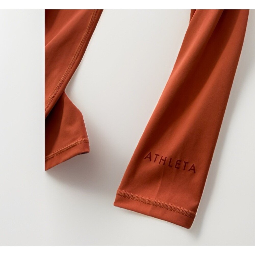 Athleta Orange‎ 3/4 Crop Leggings Medium Sporty Chic Performance Wear Key Pocket - Picture 8 of 11